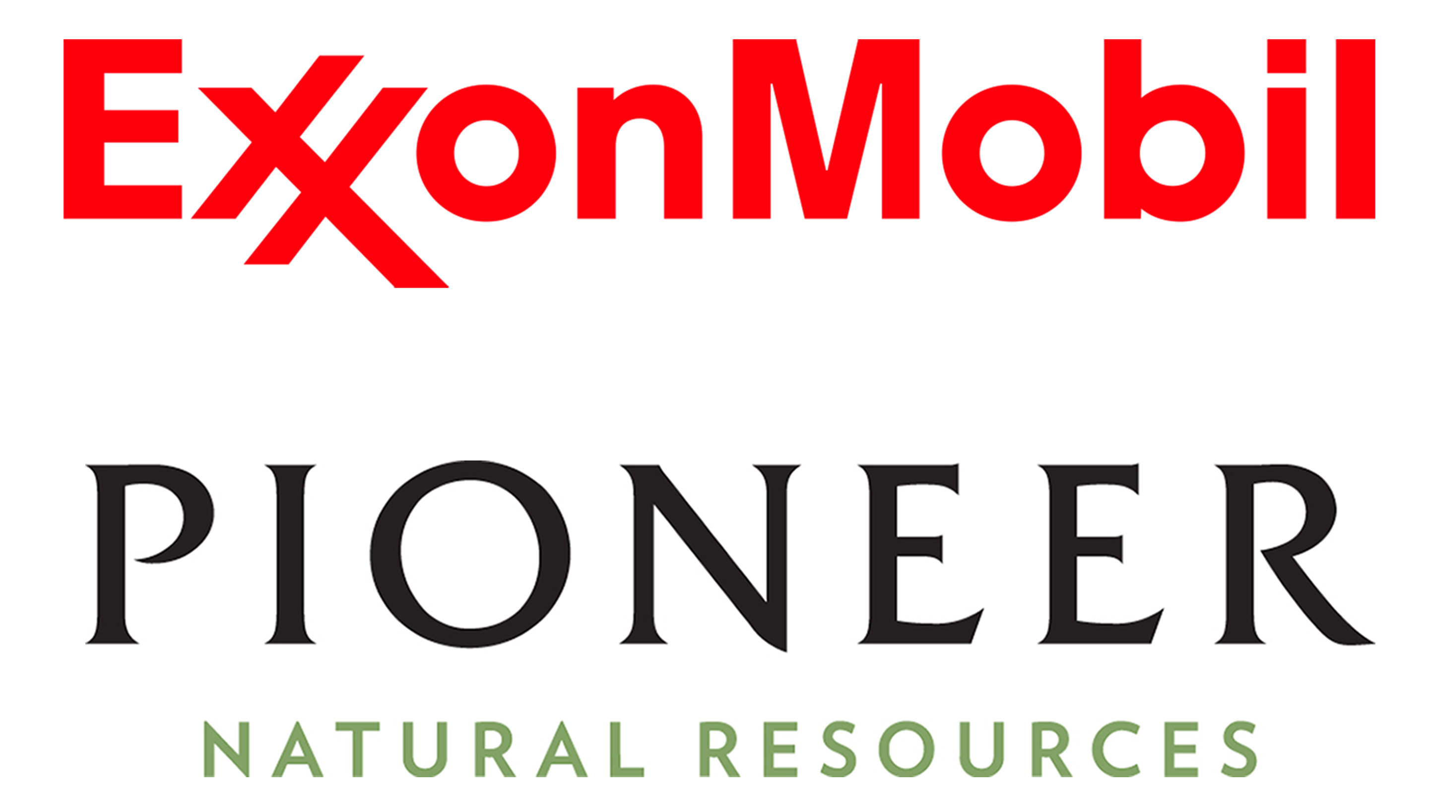 ExxonMobil and Pioneer Natural Resources logos for 10-11-2023 press release